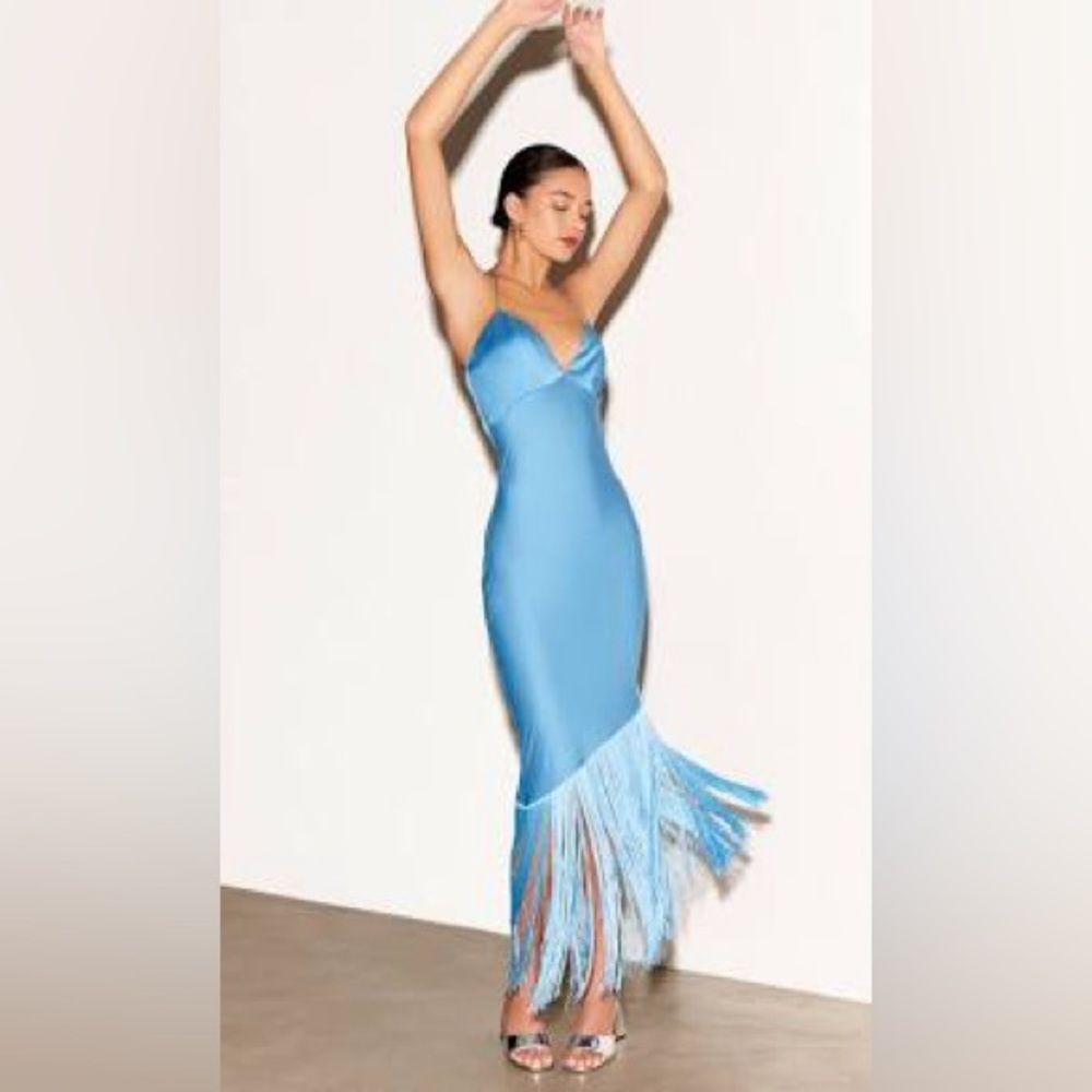 Saylor Haverine Blue Fringe Dress